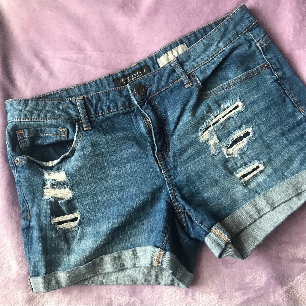Ripped jean shorts